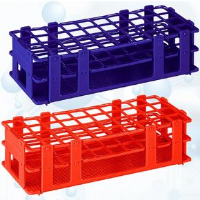 2 Pcs Plastic Test Tube Rack Test Tube Holder Rack Detachable Tube (40 Hole,Blue,Red)