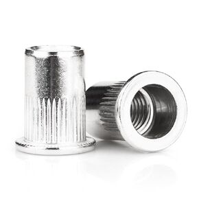 1/4"-20 Rivet Nut, 100Pcs 304 Stainless Steel Flat Head Rivnut Threaded Insert Nutsert