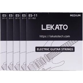 LEKATO Electric Guitar Strings Nickel Plated Steel Coated Electric Guitar Strings with Ball End 5 Set of 6 Hex Steel String(11-52)
