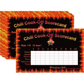 Chili Cook Off Contest Card 25 Pcs Chili Cook Off Banner Score Cards Award Certificates 9inch x 6.3 inch Chili Tasting Score Cards Chili Cook Off Voting Cards for Chili Cook Party Contest Supplies