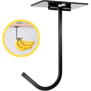 Self Adhesive Banana Hook, Foldable Metal Banana Hanger Hook Under Cabinet to Keep Bananas Fresh, Banana Holder for Bananas or Other Kitchen Items (1)