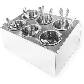 Commercial 6-Hole Stainless Steel Cylinder Flatware Silverware Utensil Holder Organizer Caddy in Saudi Arabia