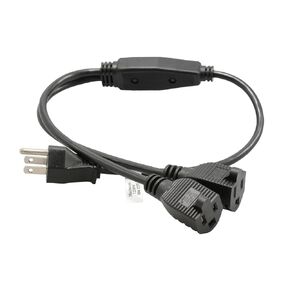 AC Power Cord Splitter 18 AWG SVT NEMA5-15P to Dual NEMA 5-15R 2 Feet