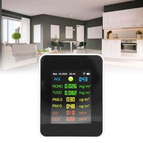 Air Quality Monitor Gen,9 in 1 Air Quality Monitor Indoor Detects with LCD Digital Display,Multifunctional Indoor Test Meter for Bedroom, Smart Home