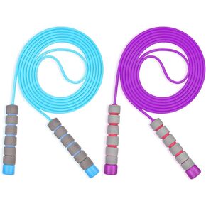 Skipping Ropes for Children, 2 Pack Adjustable Jumping Rope for Kids, 2.6m Skipping Rope with Skin-Friendly Foam Handles, Soft Jump Rope for Girls Boys Exercise Workout Outdoor