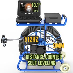 Anysun Sewer Camera with 512HZ Sonde, Self Leveling Sewer Camera 200ft with Discount Counter, 10.1" IPS Monitor with MIC and DVR, 32MM Drain Pipe Camera with 24PCS LEDs and 9MM Cable(32GB Card)