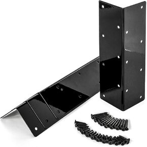 Raised Garden Bed Corner Brackets for 12''-16'' H Bed, Metal Garden Corner Bracket Resistant,Rust Metal Bed Corner Bracket Connectors for Furniture (4Pack- Black)