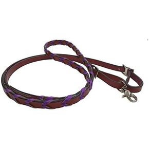 Showman Leather Braided Reins w/Colored Lacing