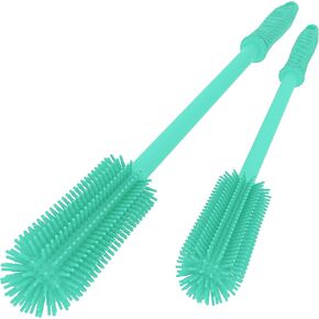 فرشاة تنظيف زجاجة السيليكون | 2 حزمة | 15.7 "+12.6" فرشاة منظف فرشاة الزجاجة المائية للقارورة المائية ، والأواني الزجاجية ، وزجاجة رياضية ومزهريات ، وفرشاة منظف زجاجة ماء لحاويات الرقبة الضيقة