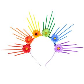 JeVenis Rainbow Pride Headbands Rainbow Pride Accessories Pride Headbands Pride Outfits For Women Sexy Pride Headpiece Pride Flower Crown