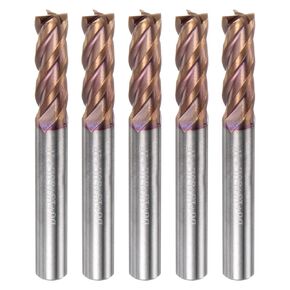 HARFINGTON 5pcs Carbide Square End Mills 6mm (15/64") Dia 6mm (15/64") Shank 50mm (2") Long HRC55 TiSiN Coated Micro-Grain Tungsten Carbide 4 Flutes Milling Bit Cutter