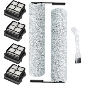 MZY LLC Roller Brush Replacement and HEPA Vacuum Filter for Tineco Floor ONE S6/S7 Pro Combo Cordless Wet Dry Vacuum Cleaner,2 Multi-Surface Brush Rollers,4 Replacement Filters and 1Brush