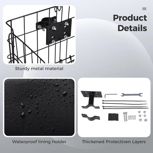 سلة سلة دراجة قابلة للطي ، سلة سلك الدراجات المعدنية مع حقيبة بطانة قابلة للإزالة ، سلال دراجة كبيرة قابلة للطي كبيرة قابلة للطي لمعظم رف الدراجات البخارية Ebike ، 12.6 × 7.7 × 7.9 في in Kuwait