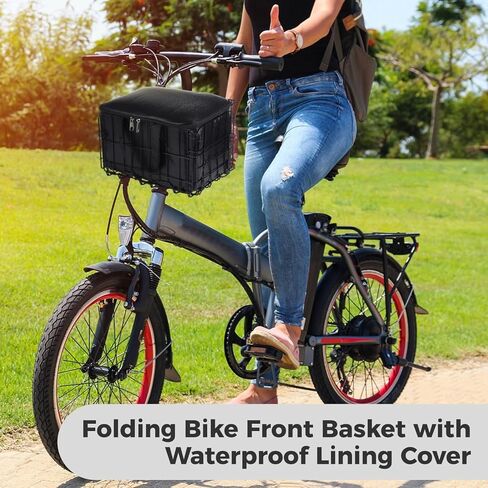 سلة سلة دراجة قابلة للطي ، سلة سلك الدراجات المعدنية مع حقيبة بطانة قابلة للإزالة ، سلال دراجة كبيرة قابلة للطي كبيرة قابلة للطي لمعظم رف الدراجات البخارية Ebike ، 12.6 × 7.7 × 7.9 في in Kuwait