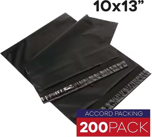 Poly Mailers 10x13 بوصة ، 200 حزمة ، مظروف شحن ، أكياس ختم ذاتية ، مقاومة للماء ومقاوم للدموع مع مادة لاصقة قوية ذاتية ، أسود in Kuwait