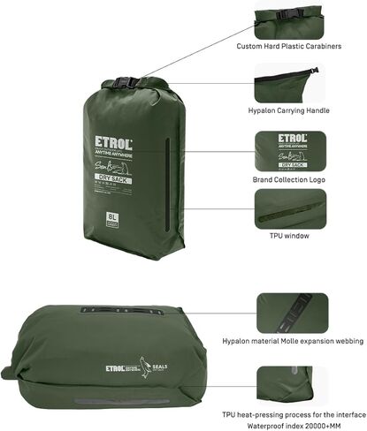 Waterproof Dry Bag - 8L/14L Ultralight Roll Top Backpack Sack With Visual Window,Lightweight 30D Nylon Outdoor Storage Bag Keeps Gear Dry for Travel,Swimming,Snorkeling,Boating,Kayaking,Camping in Saudi Arabia