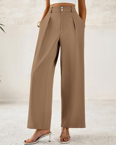 BTFBM Women Wide Leg Dress Pants 2025 High Waisted Button Pleated Business Casual Trousers Office Work Palazzo Pants in Kuwait