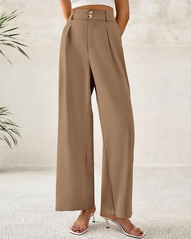 BTFBM Women Wide Leg Dress Pants 2025 High Waisted Button Pleated Business Casual Trousers Office Work Palazzo Pants in Kuwait