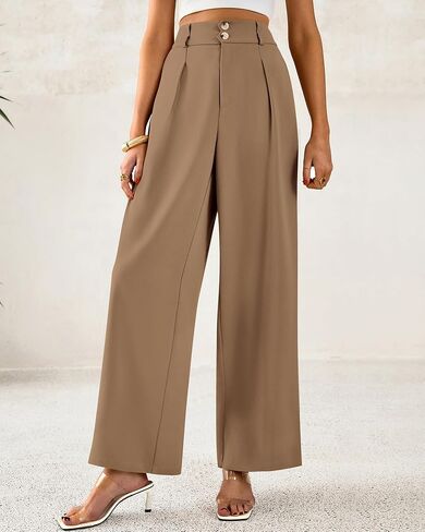 BTFBM Women Wide Leg Dress Pants 2025 High Waisted Button Pleated Business Casual Trousers Office Work Palazzo Pants in Kuwait