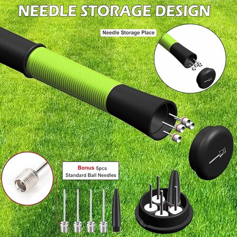 Ball Pump with Needle Storage, Basketball Pump with 5 Needles & Extendable Cable, Soceer Football Ball Pumps, Volleyball Pump, Rugby Ball Inflator - Great for All Balls - Never Lose Pin in Saudi Arabia