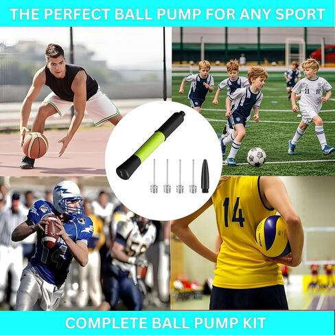 Ball Pump with Needle Storage, Basketball Pump with 5 Needles & Extendable Cable, Soceer Football Ball Pumps, Volleyball Pump, Rugby Ball Inflator - Great for All Balls - Never Lose Pin in Saudi Arabia