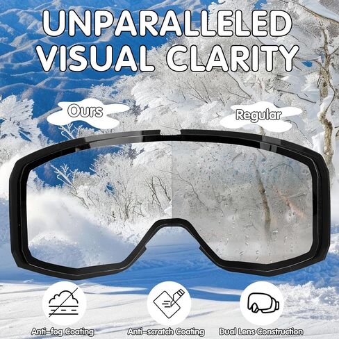Ski Goggles for Man Women, Anti-Fog Snowboard Goggles Anti-UV Snow Goggles for Young Adult Snow Sports in Saudi Arabia