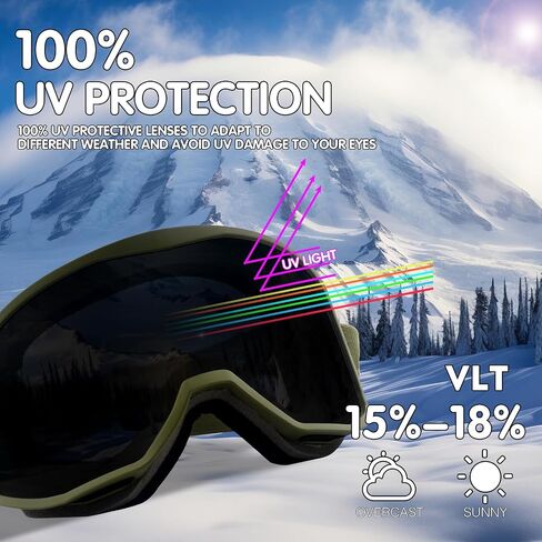 Ski Goggles for Man Women, Anti-Fog Snowboard Goggles Anti-UV Snow Goggles for Young Adult Snow Sports in Saudi Arabia