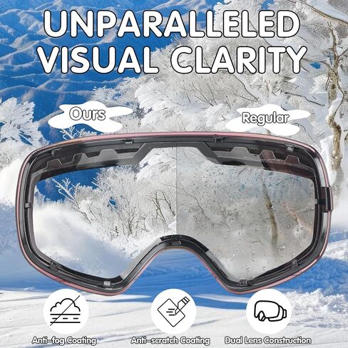 Ski Goggles for Man Women, Anti-Fog Snowboard Goggles Anti-UV Snow Goggles for Young Adult Snow Sports in Saudi Arabia