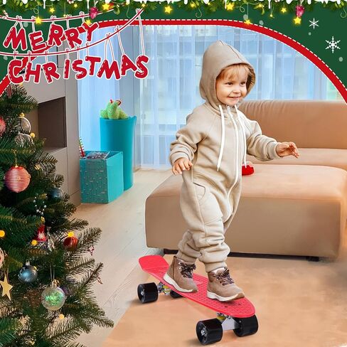 2 قطعة لوح تزلج صغير مقاس 22 بوصة، لوح تزلج كلاسيكي كامل مع لوح تزلج كلاسيكي من البلاستيك المتدحرج الناعم، هدية للمبتدئين في أعياد الميلاد والأطفال والأولاد والبنات in Kuwait