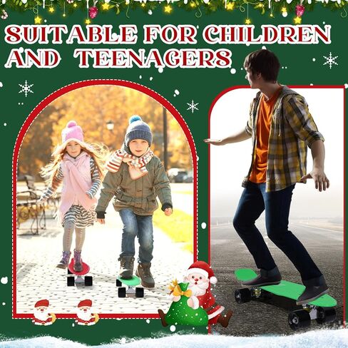 2 قطعة لوح تزلج صغير مقاس 22 بوصة، لوح تزلج كلاسيكي كامل مع لوح تزلج كلاسيكي من البلاستيك المتدحرج الناعم، هدية للمبتدئين في أعياد الميلاد والأطفال والأولاد والبنات in Kuwait