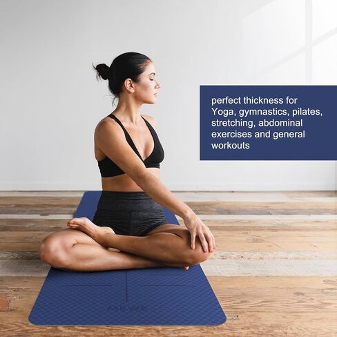 Eco-friendly TPE Yoga Mat,72"L x 24"W x 1/4" (6mm),Double Non-slip Grippy Design,High Density Cushion,lightweight,Free Yoga Bag Included in Saudi Arabia