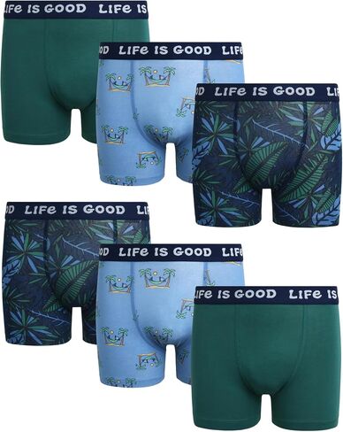 Life is Good Boys' Boxer Briefs - 6 Pack Casual Stretch Comfort Boys Boxers - Kids Boxer Briefs Underwear for Boys (6-18) in Saudi Arabia