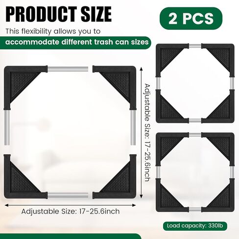 BBTO 2 PCS الأثاث البلاستيكي Dolly 16/23 جالون قابل للتعديل 17-25.6 "حامل مصنع يحمل ما يصل إلى 330 رطل القمامة CAN Dolly Mobile Roving CARTH لغسالة الثلاجة الخارجية الداخلية علبة القمامة in Kuwait