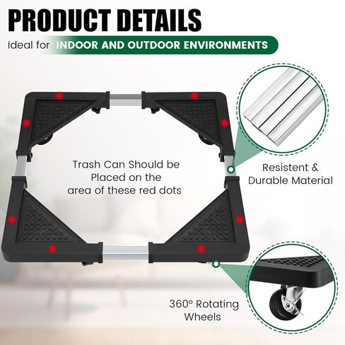 BBTO 2 PCS الأثاث البلاستيكي Dolly 16/23 جالون قابل للتعديل 17-25.6 "حامل مصنع يحمل ما يصل إلى 330 رطل القمامة CAN Dolly Mobile Roving CARTH لغسالة الثلاجة الخارجية الداخلية علبة القمامة in Kuwait