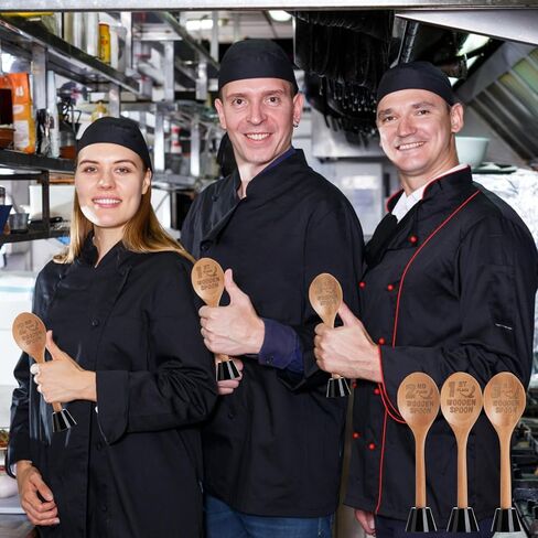 3 PCS Chili Cook Off Trophies Spoon Spoon Trophy جوائز للليزر الخشبي المحفور بالملعقة الذهبية مع جائزة الخبز القاعدة الخشبية للطبخ لمسابقة طبخ الخبز (7.56 '') in Kuwait
