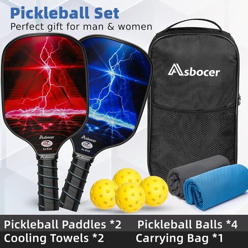 Pickleball Paddlles ، مجموعة Pickleball Paddles المعتمدة من USAPA من 2 ، مجموعة من الألياف الزجاجية السطحية Pickleball ، 4 كرات المخلل ، مناشف تبريد ، حقيبة المخلل ، هدايا مجداف المخلل للرجال للرجال نساء in Saudi Arabia