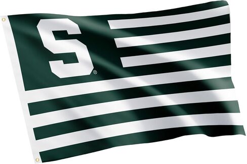 لافتات علم جامعة ولاية ميشيغان الصحراوية والصبار سبارتانز MSU 100% بوليستر للاستخدام الداخلي والخارجي 3 × 5 أقدام (تصميم J) in Saudi Arabia