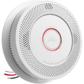 SITERWELL Hardwired Interconnected Smoke and Carbon Monoxide Detector, 10 Year Product Life Alarm Smoke Carbon Monoxide Detector with 2 AA Batteries Back Up, Smoke and CO Detector Voice Alert,1 Pack
