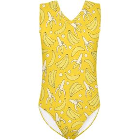 PZZ BEACH Animals Florals Print Girls Gymnastics Leotards Dancewear One-Piece Quick Dry Swimsuit for Little Kids