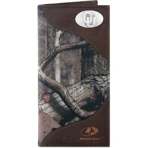 NCAA Oklahoma Sooners Zep-Pro Mossy Oak Nylon and Leather Secretary-Style Roper Concho Wallet, Camouflage, One Size