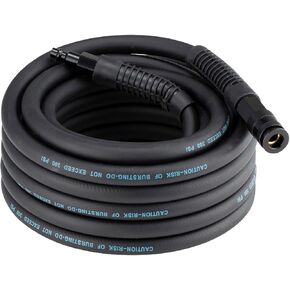 Hybrid Air Hose 3/8"ID x 50FT, 300PSI Durable, Lightweight, With 1/4" Universal Aluminum 3IN1 Coupler and Plug, Bend Restrictors, Black(50’)