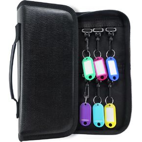 Quctak Zippered Key Case with Handle, Key Organizer, Waterproof Key Case with 12 Key Hooks and Tags for Offices Real Estate Agencies Hotels and Rental