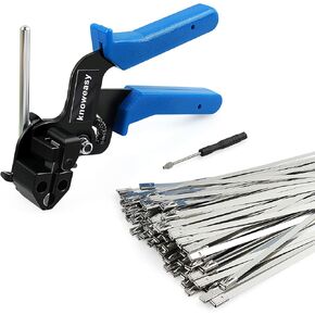 Knoweasy Stainless Steel Cable Tie Gun and Zip Tie Gun with 100 Stainless Steel Ties - Ideal for Home, Office, and Industrial Use