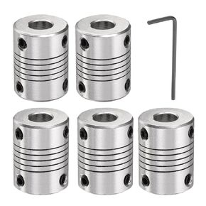 uxcell 5 Pcs Aluminum Alloy Shaft Coupling 8mm to 8mm, Flexible Coupling Motor Connector Joint, Stepper Motor Coupler for CNC Machine & 3D Printer (L25xD19)