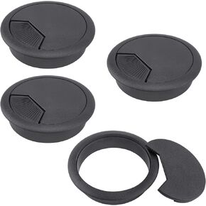 Quacc 4 PCS Desk Cable Wire Grommet Table Cable Grommet Desk Cable Hole Cover Plastic Desk Grommet for Organize Office and Home Table Cable (Black)