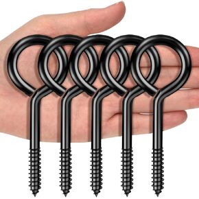 Awpeye 5 Inch Eye Bolt,5 Pack Eye Bolts Screw in Hooks Stainless Steel, Heavy Duty Eye Bolt,Black Large Screw Eye Hooks for Hanging, Hammock Stand, Indoor and Outdoor Use