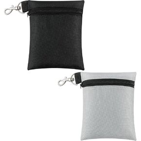 2 Pcs Golf Tee Bag 6.69 x 5.51Inch Belt Zipper Belt Carabiner Nylon Golf Tee Pouch Small Pouch Utility Golf Valuables Pouch Keychain Pencil Tag Organizer Storage Golf Accessory Bag for Men Women
