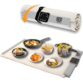 Warming Mat for Food, Electric Warming Tray for Buffets, Parties, and Everyday Use at Home, Quickly Warms in Ten Seconds,Folding Style, 5 Temperatures 4 Timer Functions