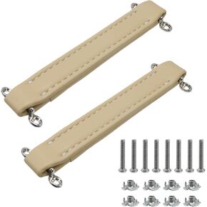 LC LICTOP 8-Inch Vintage Style PU Leather Handle Screw-Mounting For Guitar Bass AMP FD Amplifiers Audio Speaker, Beige 2Pcs