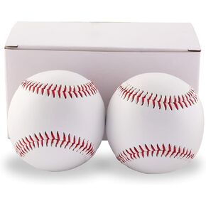 Baseballs Game YouthAdult Practice Leather Baseball Pitching Machine Baseball Official League Recreational Baseball 9 inch unmarked Autographed Baseball Box of 2 Balls, white